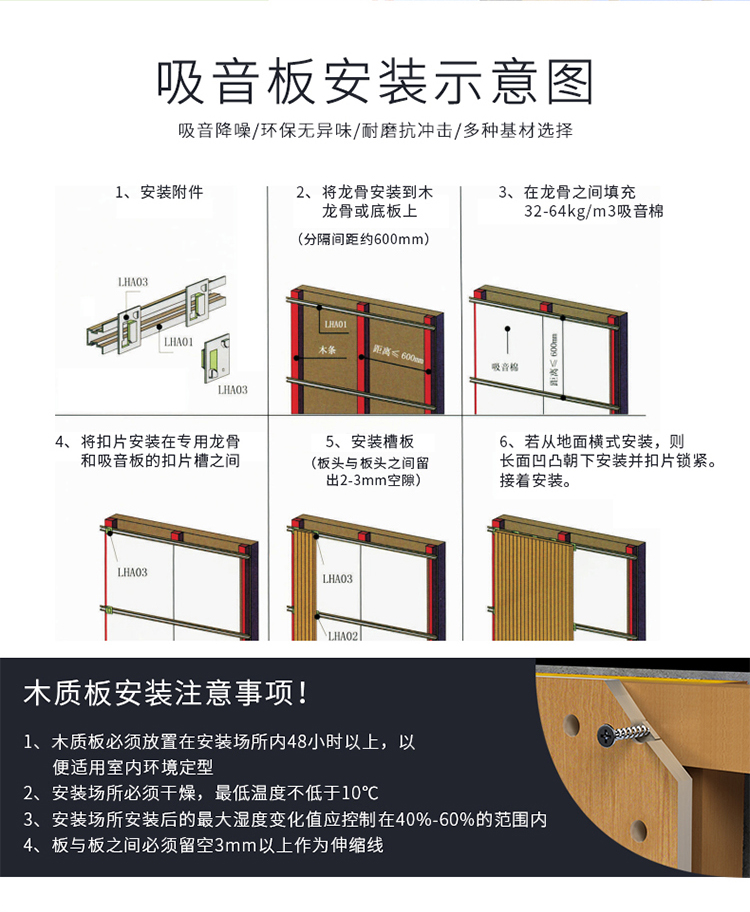 玻鎂復(fù)合吸音板安裝方法